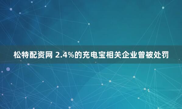 松特配资网 2.4%的充电宝相关企业曾被处罚